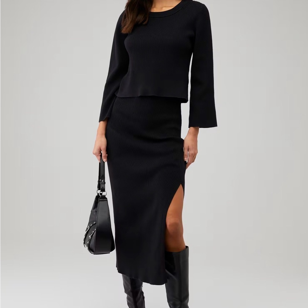 Splendid Black Long Sleeve Knit Jumpsuit